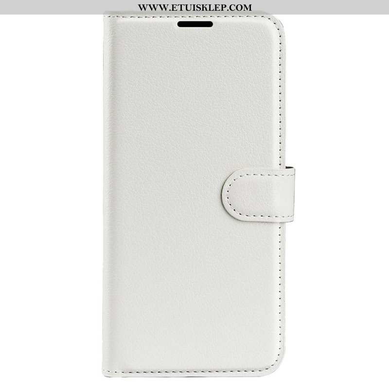 Etui Folio do iPhone 15 Pro Klasyczna Sztuczna Skóra Litchi